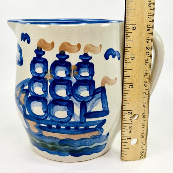 M A Hadley Pottery CLIPPER SHIP 1 Pint Pitcher 5.25" Nautical Collection - Picture 8 of 8
